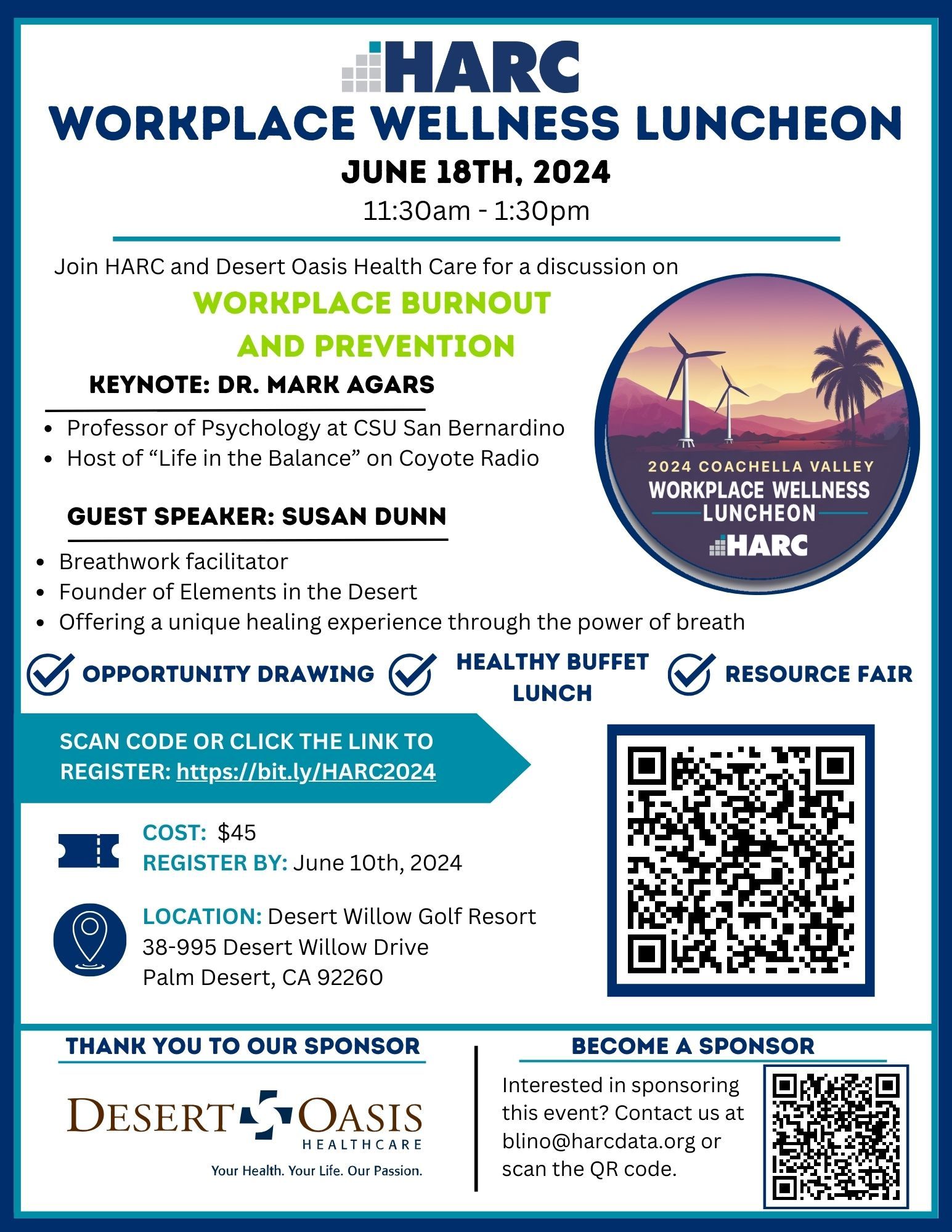 Flyer for 2024 Coachella Valley Workplace Wellness Luncheon